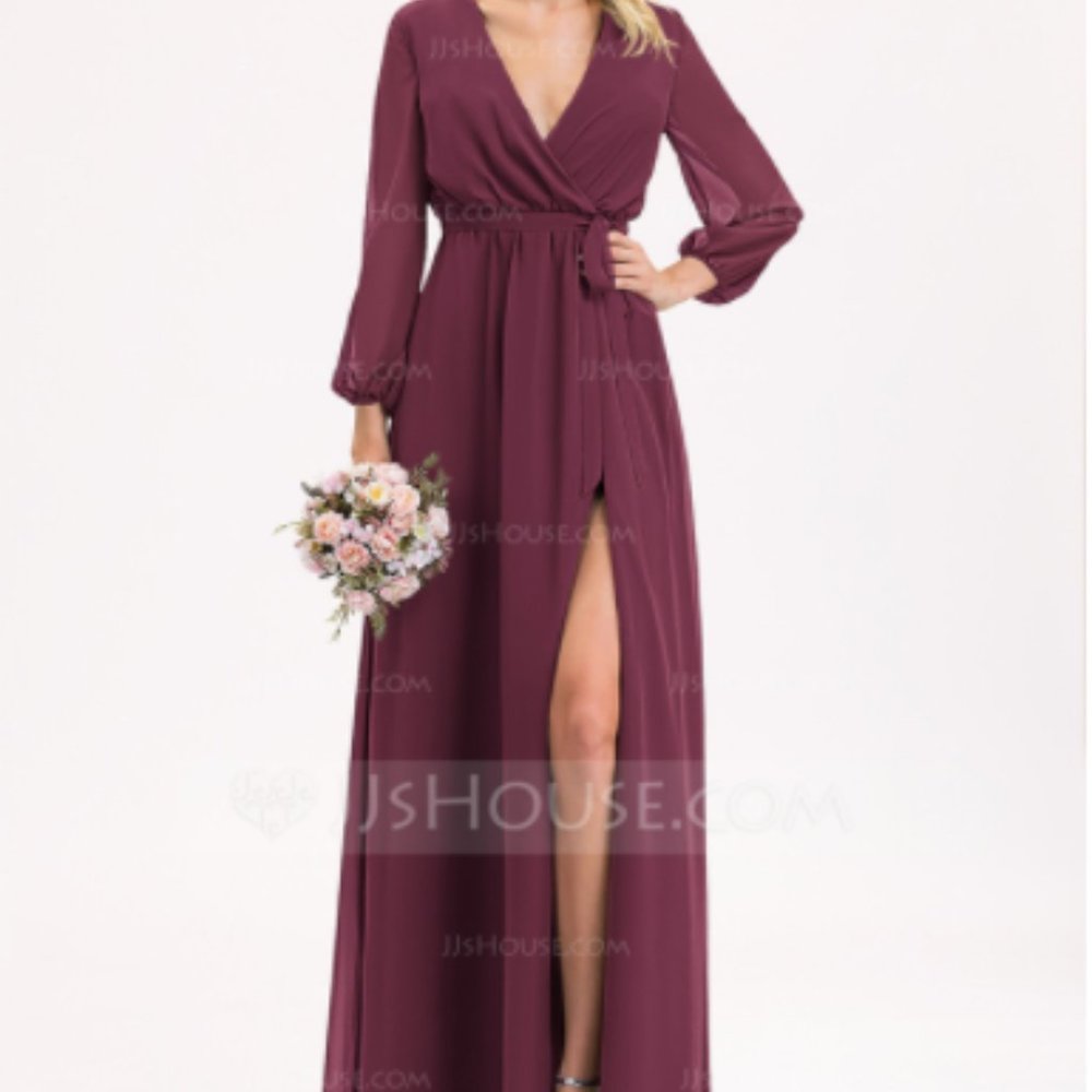 JJsHouse Bridesmaid Wrap Dress Gown Purple Pink